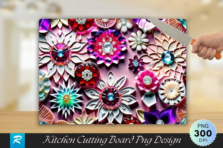 Flowers Cutting Board Sublimation Design