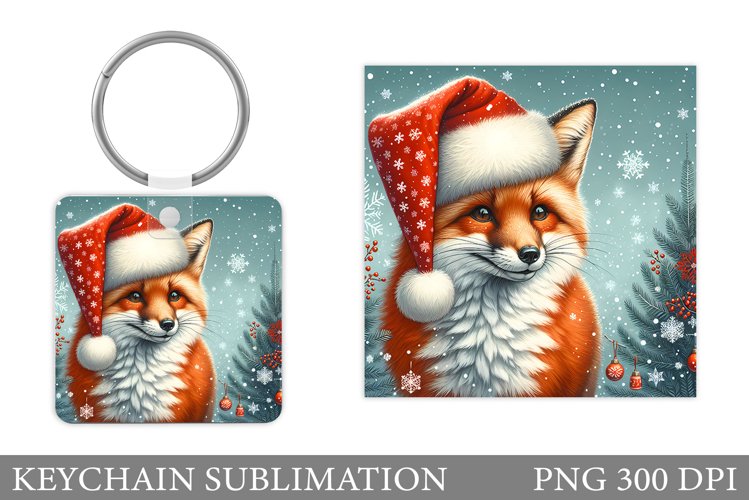 Christmas Fox Keychain. Christmas Keychain Design example image 1