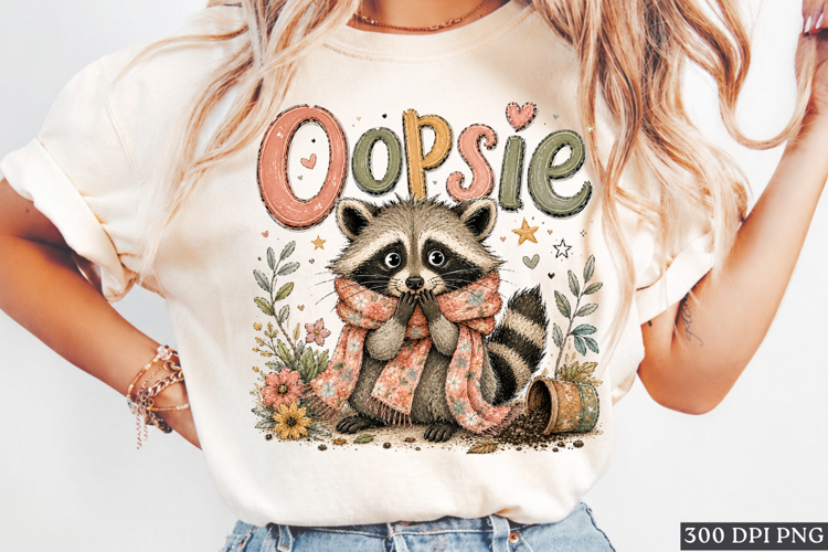 Oopsie Raccoon PNG Design | Cute Funny Animal Vintage Art