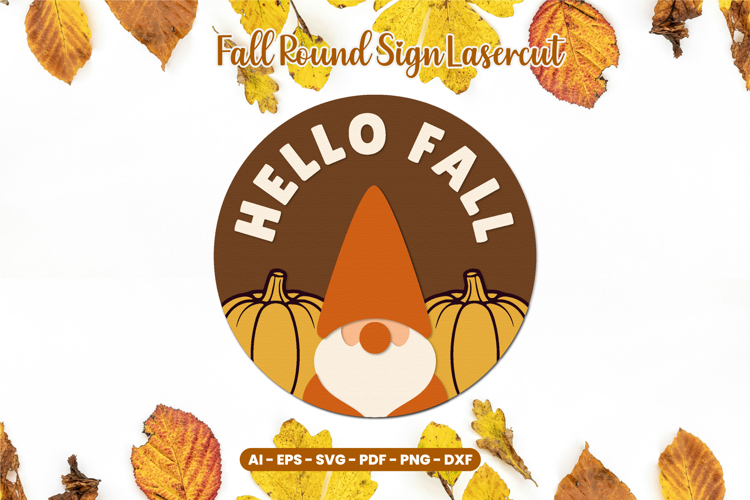 Fall Round Sign Lasercut