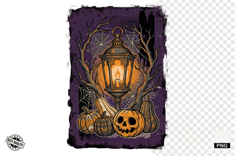 Distressed Vintage Halloween Design Clipart example image 1