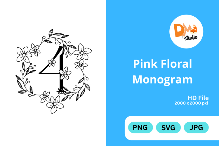 Pink Floral Monogram