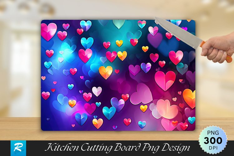 Colorful Hearts Cutting Board Sublimation Design example image 1