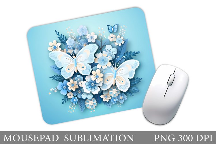 Butterfly Mouse Pad Design. Flowers Mouse Pad Sublimation