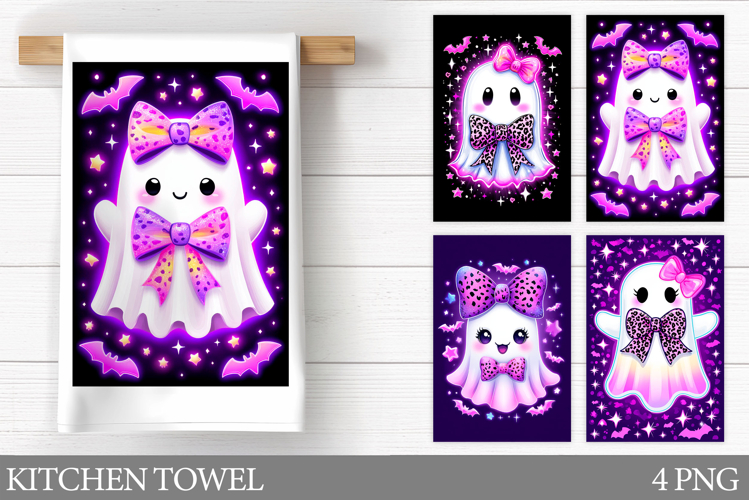 Cute Ghost Kitchen Towel. Halloween Kitchen Towel Design