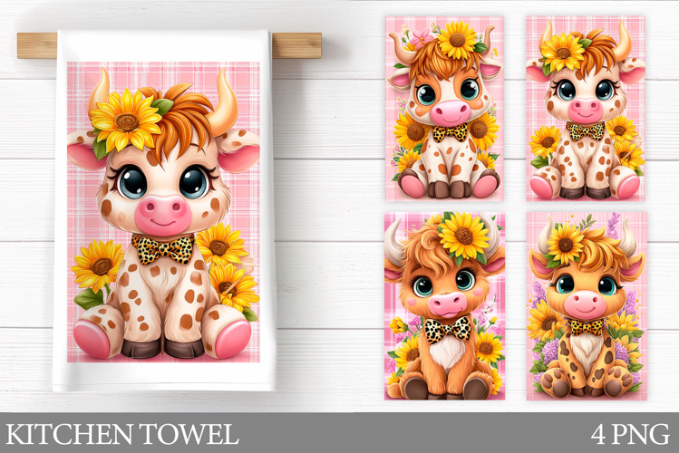 Cute Cow Kitchen Towel. Cow Summer Kitchen Towel Design
