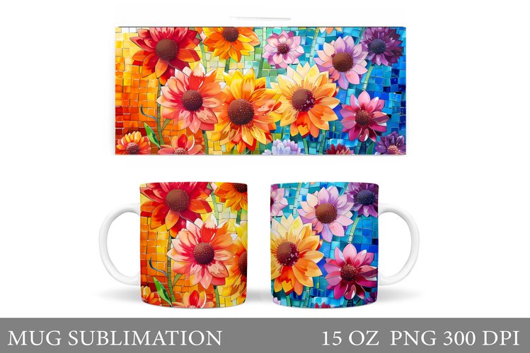 Flowers Mug Wrap Design. Flowers Mug Sublimation