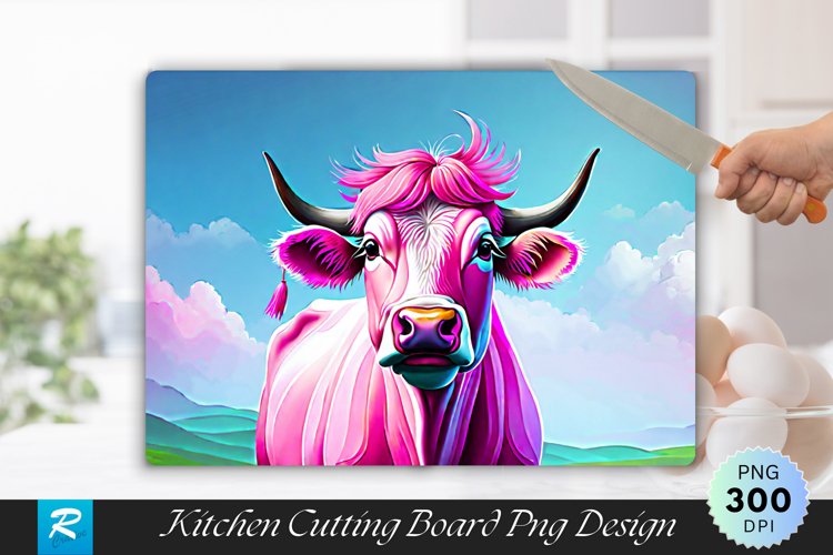 Pink Cow Background Cutting Board sublimation Design