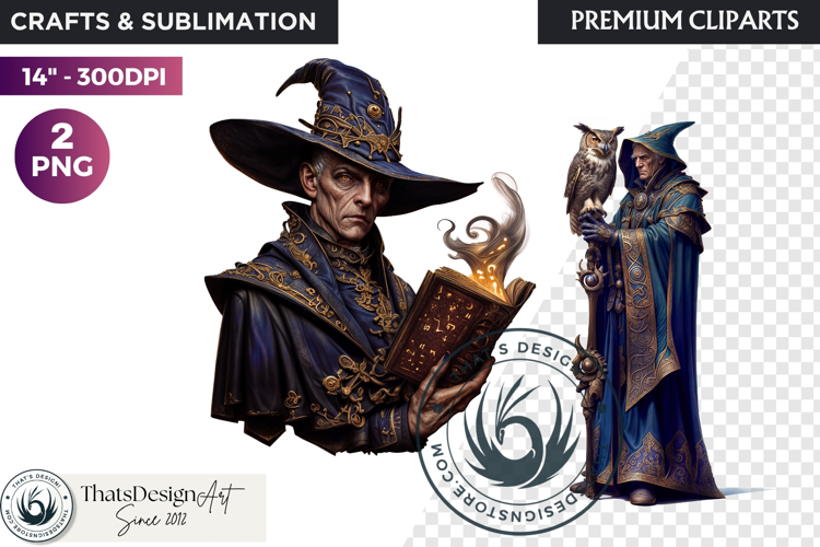 Fantasy wizard cliparts, sorcerer, spellcaster, mage