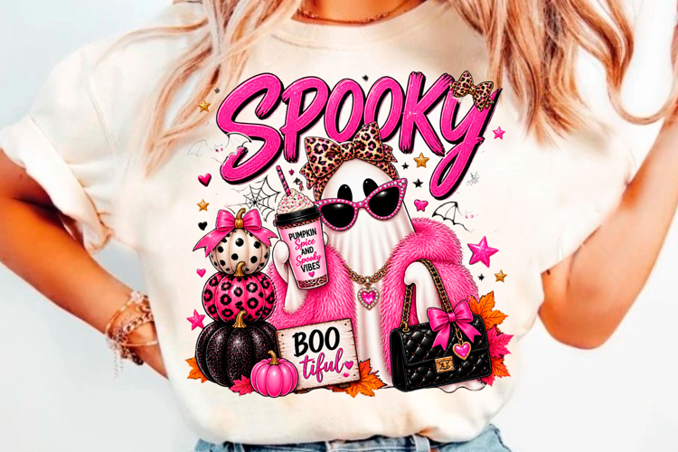 Spooky pink Halloween ghost girl t shirt design