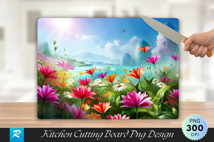 Floral Cutting Board Sublimation Design