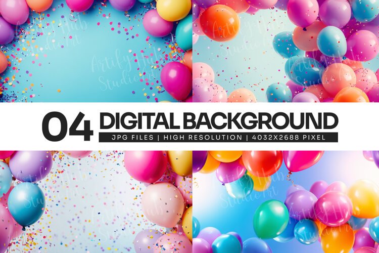 Colorful Balloon Confetti Background example image 1