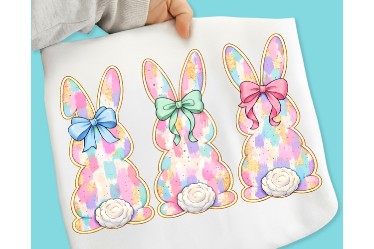 Bunny Coquette Bow PNG, Brushstroke bunny easter PNG
