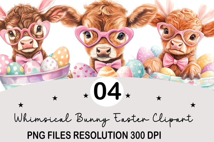 Whimsical Bunny Easter Clipart, Watercolor Easter Bunny PNG