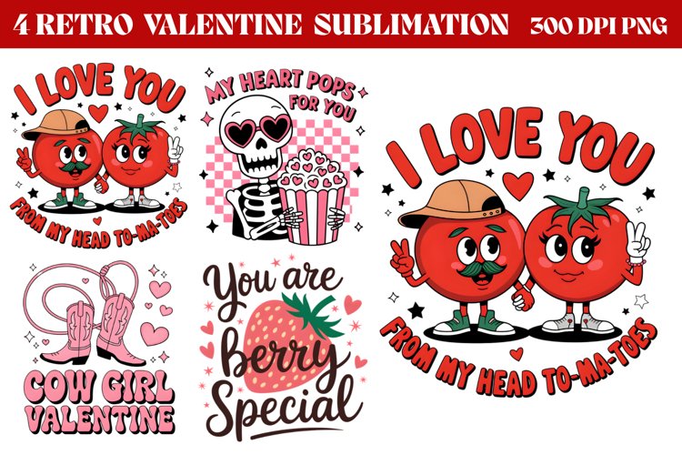 Retro Valentine Sublimation PNG