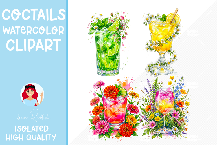 Watercolor Cocktail Clipart Image 8