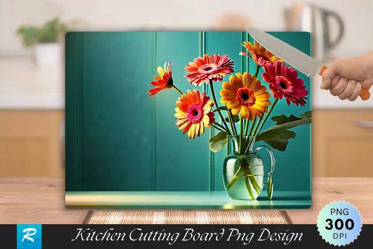 Gerberas Flowers Cutting Board Sublimation Design