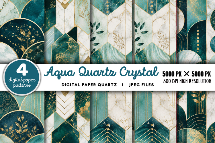 Aqua Quartz Crystal Digital Paper JPG