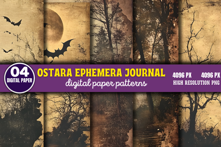 Ostara Ephemera Journal Digital Paper PNG