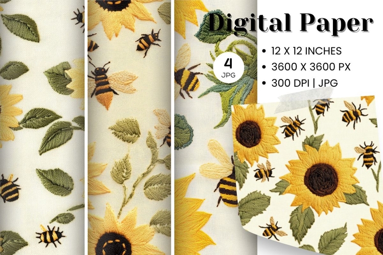 Sunflower Background Wallpaper Digital Paper Wall Art_81