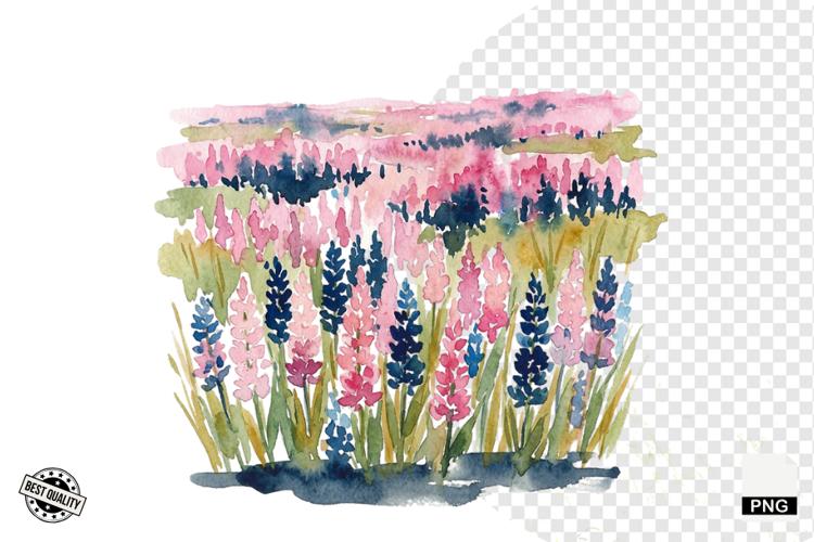 Watercolor Moonlit Meadow Clipart