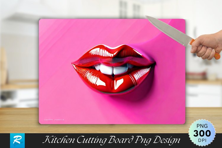 3D Lips Cutting Board Sublimation Design