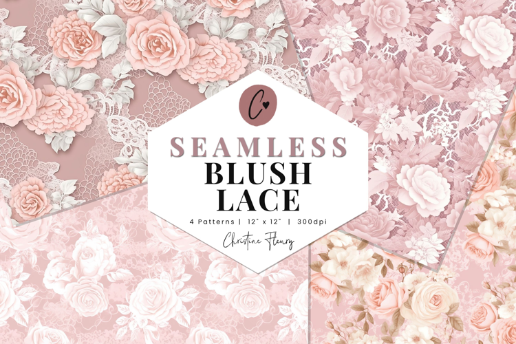 4 Seamless Blush Lace Digital Paper