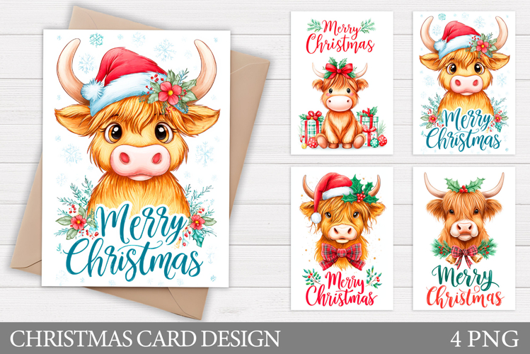 Christmas Cow Card Design. Christmas Card Printable