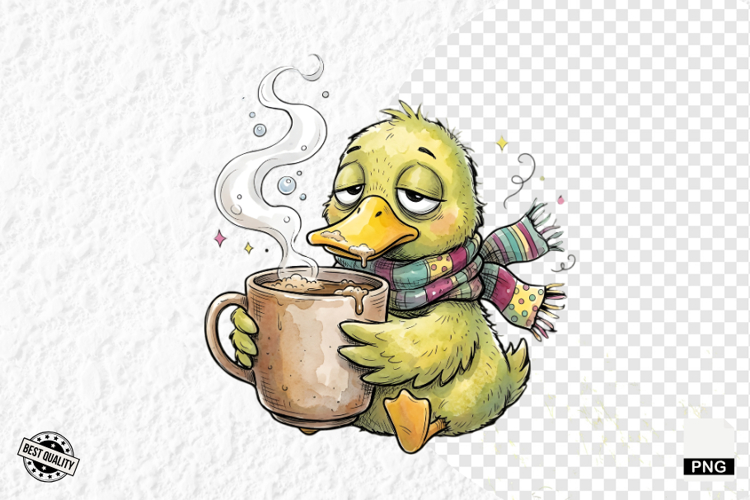 Whimsical Farm Animals Drink Coffee Clipart