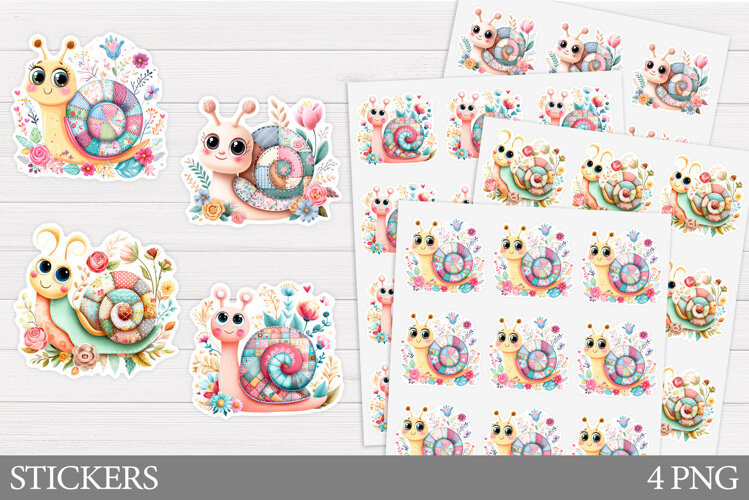 Snail Sticker Design. Flowera Sticker Printable example image 1