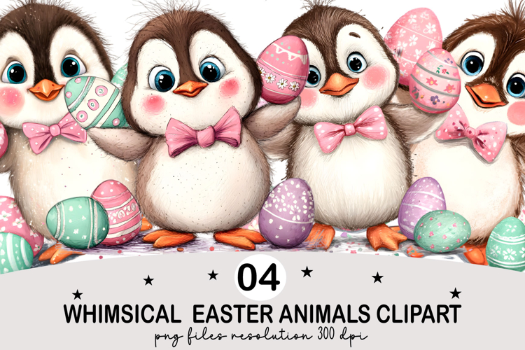 Whimsical Easter Animals Clipart Watercolor png