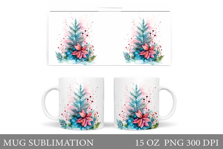 Watercolor Christmas Tree Mug. Christmas Tree Mug Design