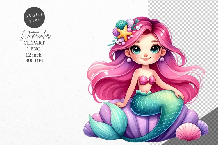 Mermaid clipart, Fantasy clipart, Nursery clipart example image 1