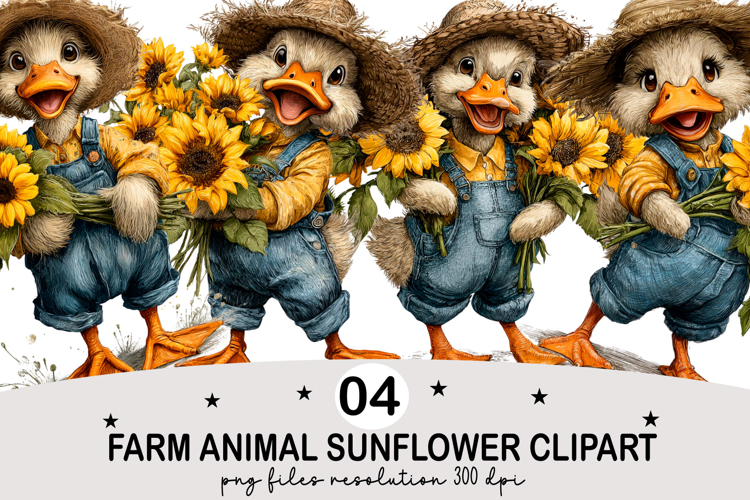 Farm animal sunflower clipart Watercolor png