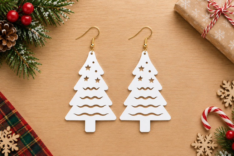 Christmas Tree Earrings Laser Cut SVG