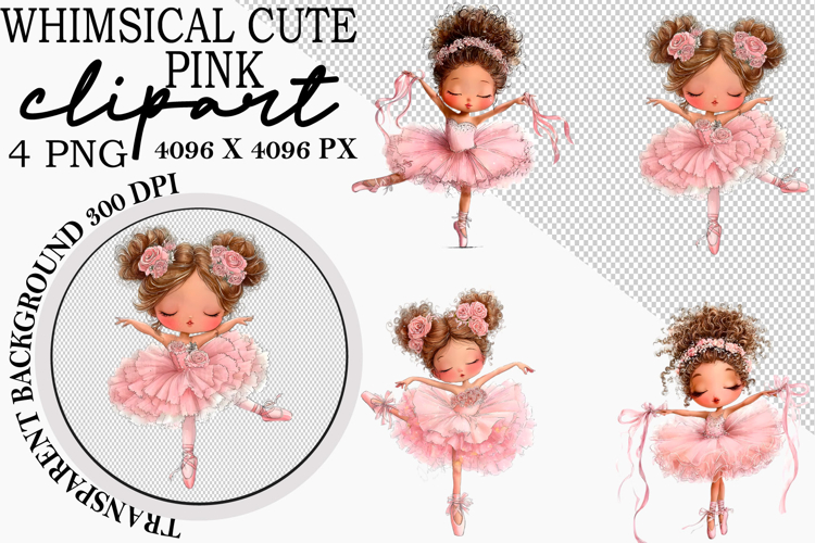 Whimsical Cute Pink Clipart Girl Clipart Watercolor Png