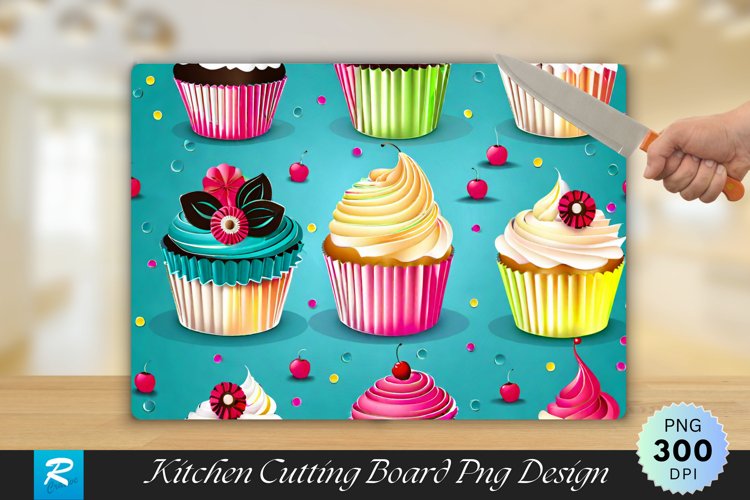 Cupcake Cutting Board Sublimation Design