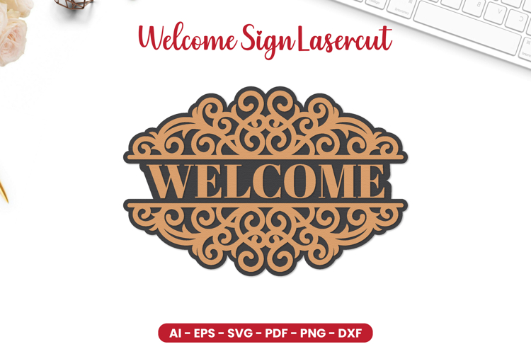 Welcome Sign Lasercut - Door Hanger Lasercut