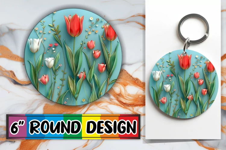 Blossom Beauty: Glossy Sublimated Circle Design