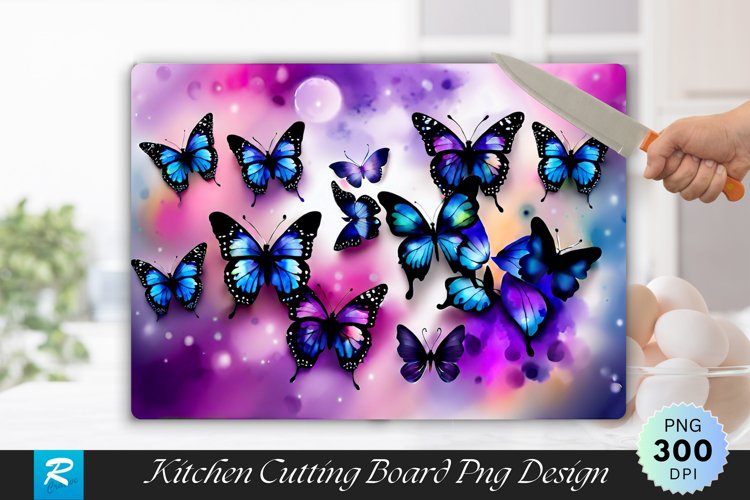 Watercolor Butterflies Cutting Board Sublimation Design