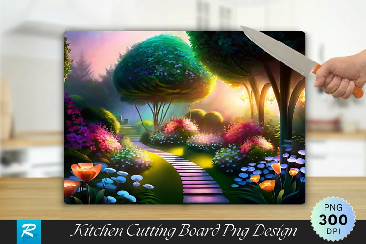 Soft Glow Garden Cutting Board Sublimation Design