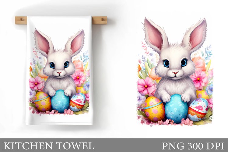 Easter Bunny Kitchen Towel. Easter Kitchen Towel Design