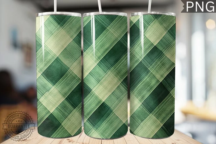 Green Plaid Tumbler Wrap - High Quality 300 Dpi