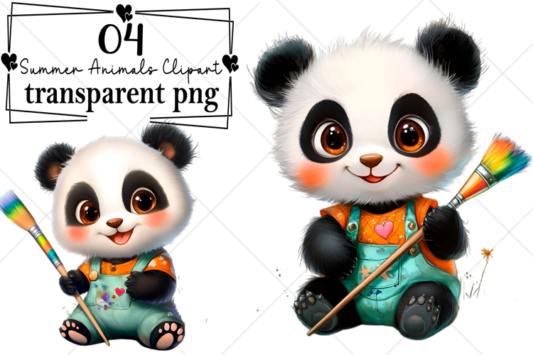 Whimsical Summer Animals Clipart Watercolor PNG
