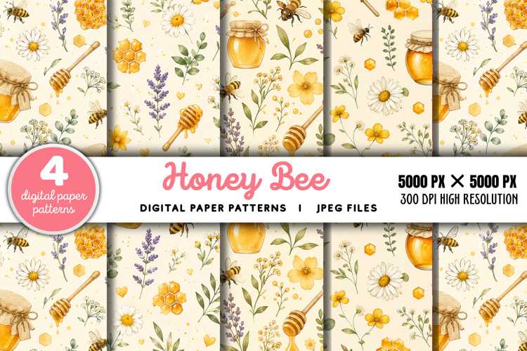 Bee Scrapbook Paper Image 3