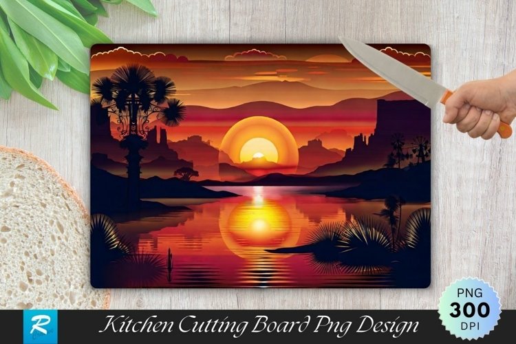 Sunset Cutting Board Sublimation Design
