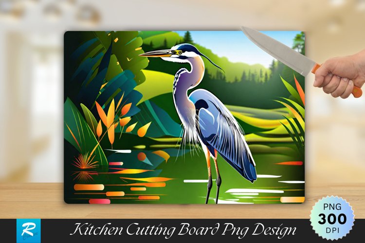 Heron Cutting Board Sublimation Design