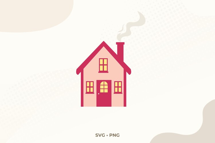 Cozy House SVG & PNG, Winter Cottage Clipart Cut File example image 1