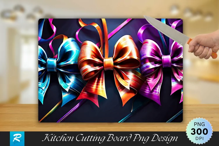 Vibrant Bow Cutting Board Sublimation Design
