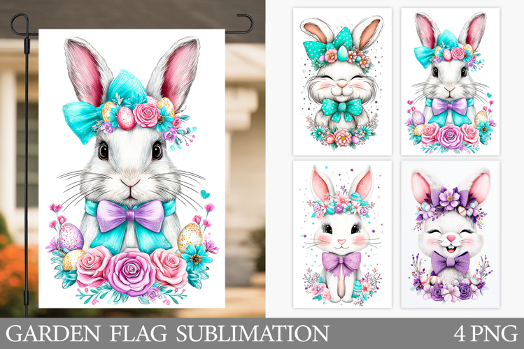 Spring Bunny Garden Flag. Spring Garden Flag Sublimation
